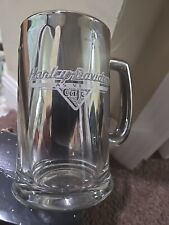 Harley Davidson Etched Glass Mug New York CAFE Mirrored Chrome Beer Stein  picture