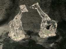 Vintage 24% Lead Crystal Pair Giraffe Figurines KristalColor Italy 1970s 4.5”T picture