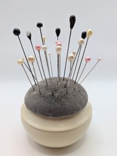Antique DuPont Pyralin Celluloid Pin Cushion With 22 Pins Sewing Collection picture