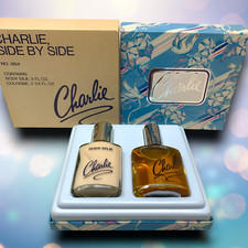 NEW Vintage Charlie Side By Side Cologne & Body Silk Gift Set Boxed #2654 NOS picture