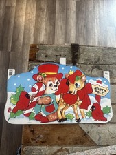NWT VINTAGE EUREKA FUZZY NORTH POLE REINDEER DIE CUT CHRISTMAS DECORATION picture