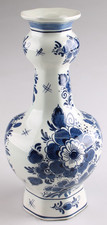 Vintage Blauw Delft Distel 10 Inch Hand-Painted Vase #434 Blue White Holland picture