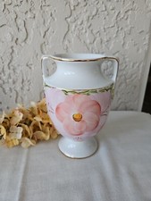 Hand Painted Gold Trimmed Urn Vase Flowers picture