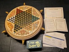 Franklin Mint Chinese Checkers Set w/ 24kt Gold Accents & Gemstone Marbles picture