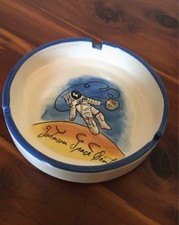 NOS Vintage NASA Johnson Space Center Souvenir Ashtray Porcelain OOAK Artwork picture
