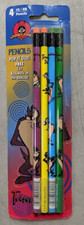 Looney Tunes 4 No 2 Pencils Tasmanian Devil Vintage Unused 1997 picture