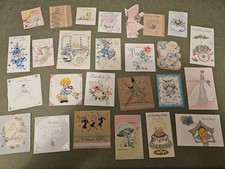 Lot Of 25 Vtg Gift Cards Baby Bridal Shower Birthday Ephemera Crafts Used Signed picture