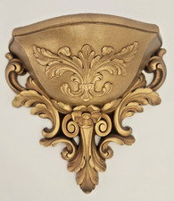 Vintage Home Interiors/#6050 Homco 1978 Goldtone Wall Shelf/Planter 7.75x8.5x4 picture