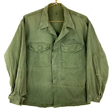 Vintage Us Military Herringbone Twill Shirt Medium Green 40s Ww2 Hbt picture