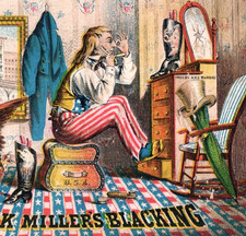 1880s-90s Uncle Sam Frank Millers Blacking Ed. & Castle Leather & Findings F185 picture