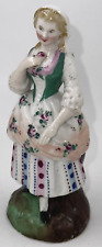 Antique Continental Porcelain Fairing Hand Painted Blond Woman with Rose in Hand picture