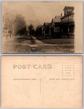 RPPC Residential Street Houses Porches Trees Sidewalk Photo Postcard picture