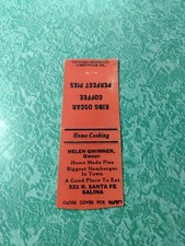 Vintage Matchbook Collectible Ephemera B23 Salina Kansas Helen Gwinner pies picture