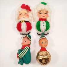Vintage MCM Christmas Lot Knee Hugger Elf Pixie Ornament Santa Mrs Claus Magnets picture