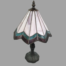 Tiffany Style Slight Accordion 8 Point Slag Glass Lamp Boudoir Pink Green Red picture