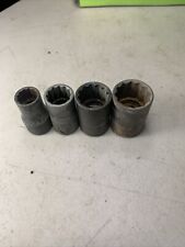 SNAP ON TOOLS Lot of 4 Vintage Shallow  Sockets,1/2” Drive,12pt “G Date Code” picture