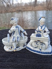 Two Vienna Woods Seymour Man 50s Blue Orion Victorian Style Figurines. picture