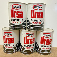 Texaco Ursa Super 3 SAE 30 5-Cans Metal/Cardboard VTG 60's-80's picture