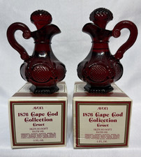 (2) Vintage Avon 1876 Cape Cod Ruby Red Skin So Soft Bath Oil Cruet Filled - NEW picture