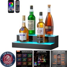 Elegant LED Lighted Liquor Bottle Display Shelf – 16 Inch Polished Acrylic Rack picture