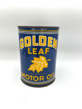 Vintage Rare Golden Leaf One Quart Empty Motor Oil Gas Can Near Mint picture