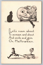 Postcard Halloween Let's Roam About to Scream and Shout  S. Bergman 9033 picture