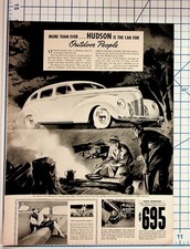 1939 Hudson Six Touring Sedan Vintage Car Ad Outdoor People Magazine Print picture