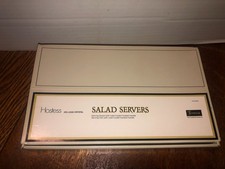 New FOSTORIA Hostess SALAD SERVER SET W/24% Lead Crystal Faceted Handle NIB picture