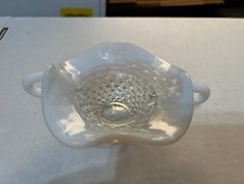 Vintage Fenton Opalescent Hobnail Candy/Bon Bon Handled Dish OG 85 picture