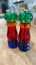 FIESTA SUNSET - OLDE THOMPSON  SALT SHAKER & PEPPER MILL - LUCITE PRIMARY COLORS picture