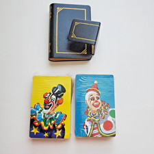 Vintage Arrco Sealed Happy Clowns Plastic Coated Playing Card Decks With Case  picture