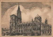 Strasbourg, France Cathedral South Side Engraving Original Vintage Postcard picture