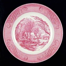 Royal  Currier and Ives Pink Dinner Plate 643056 picture