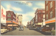 Broughton Street Savannah Georgia GA Vintage Postcard Street View picture