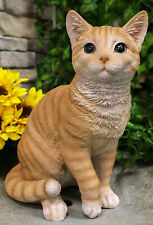 Lifelike Sitting Orange Tabby Cat Statue 12