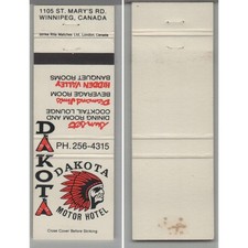 Matchbook Cover Dakota Motor Hotel Winnipeg MB picture
