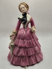 Vintage 1950s Napco Lady Marian Figurine Pink Victorian Dress w/ Umbrella picture