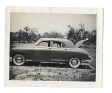VTG B&W Found Photo Snapshot Classic Car Parked with Trunk Open Americana picture