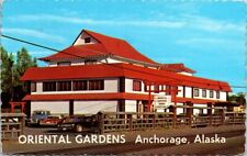 Anchorage AK Oriental Gardens Restaurant Dining Autos Alaska postcard JP13 picture