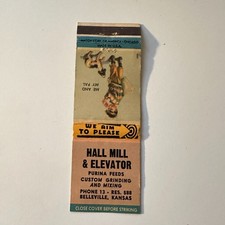 Hall Mill & Elevator Purina Feeds Belleville KS Vintage Matchbook Cover 5MB132-6 picture