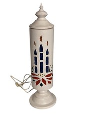 VTG 1979 Ceramic Lighted Christmas Tower Candle Colorful Handmade RARE picture