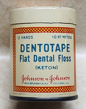 Vintage Dentotape Flat Dental Floss Tin - Johnson & Johnson - Made in USA picture