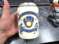 Vintage 1983 Milwaukee Brewers Baseball Team Roster Lidded Beer Stein Mug picture