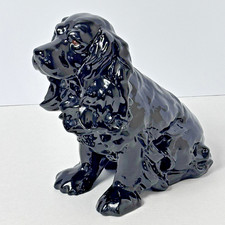Vintage Black Cocker Spaniel Figurine 10” Ceramic Dog Statue MCM Collector picture