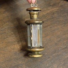 Vintage Miniature 4” Turkish Brass Shepherd Lamp Lantern Etched Glass Door Opens picture