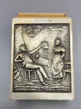 Vintage German 95% Pewter ZINN Made in Germany Matchbox Metal Match Box Holder picture