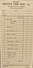 1960's Lot of 12 RIDGEVIEW FARMS DAIRY, Inc. Invoices “NOS” picture