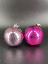 VTG Shiny Brite Christmas Tree Pink Purple Glass Ornaments Large picture