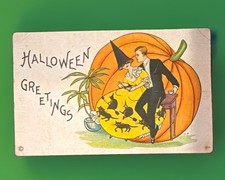Vintage/Antique 419 A Halloween Greeting Postcard • Stecher Lithographic picture
