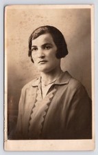 Beautiful Lady in Vignette Studio Photo Foreign RPPC Postcard c1910s picture